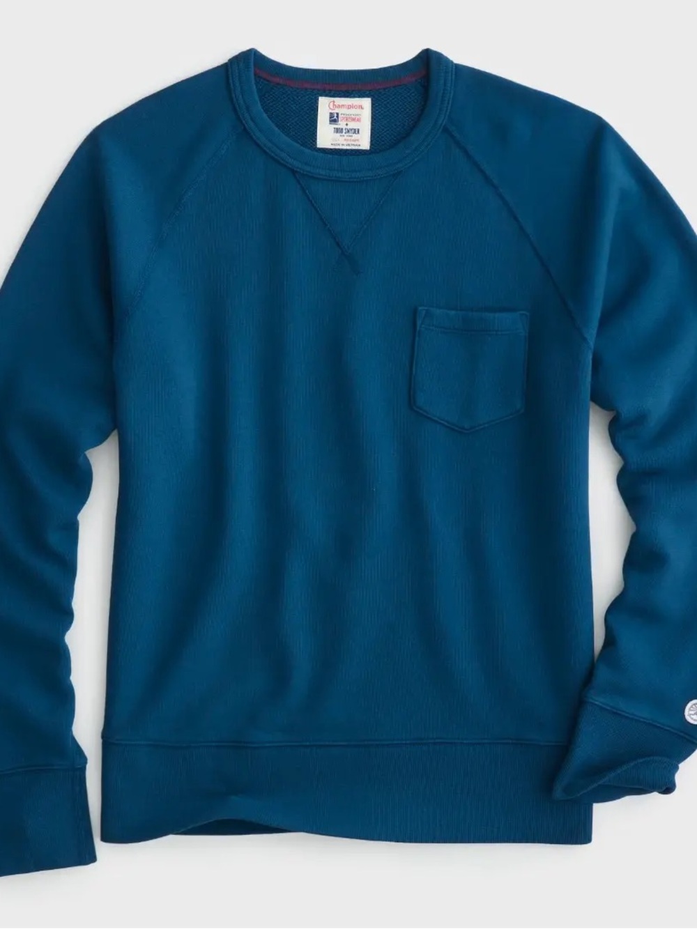 Todd Snyder / Champion Midweight Pocket Crewneck Sweater - Dark Teal Blue